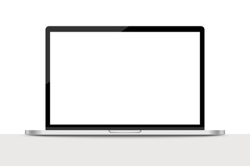 Realistic laptop with blank screen, Electronic device mockup