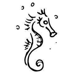 Seahorse icon. Vector cartoon character seahorse.