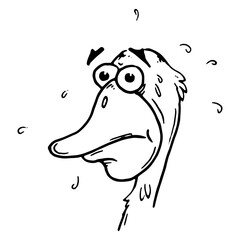 Duck character. Vector cartoon frightened duck.