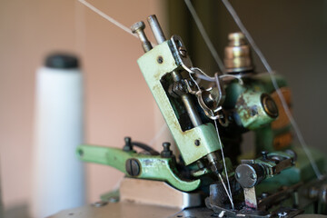 Old vintage mechanic hand sewing machine