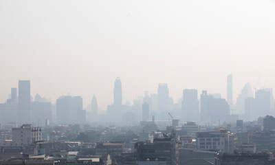 Fototapeta na wymiar Bangkok city, Thailand in a foggy day