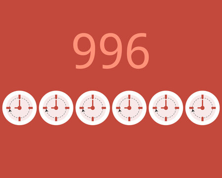 996 working hour system in china vector