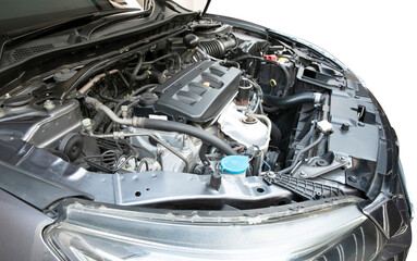 Close up image of car engine. Car engine background.