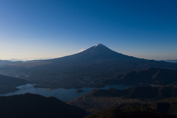 富士山の朝焼け　河口湖　新道峠