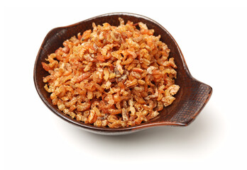 dried shrimp on white background 