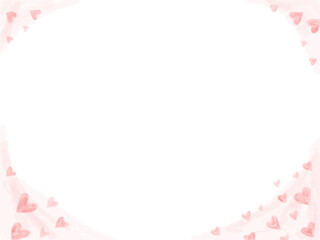 柔らかい雰囲気のハートのフレーム　水彩画