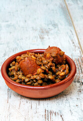 Lentils surrounded by rustic background