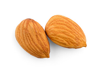 almond isolated on white background. Top view