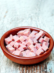 Spaghetti a la carbonara surrounded by rustic background