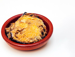 Stuffed eggplant surrounded by white background