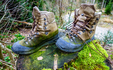 old hiking boots