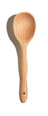 Wooden textured spoon isolated on a white background.