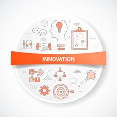 innovation new ideas concept with icon concept with round or circle shape