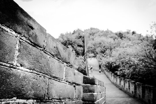 Low Angle View Of Great Wall Of China Against Sky