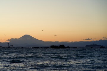 葉山の海の夕景

