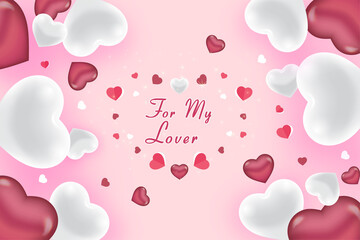 Valentine's day background with white and red hearts shapes. gift box cover, greeting card banner. wallpaper.