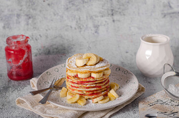 Banana pancakes with homemade jam