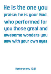 He is the one you praise; he is your God, who performed for you those great and awesome wonders. Bible verse quote