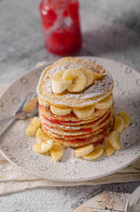 Banana pancakes with homemade jam