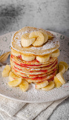 Banana pancakes with homemade jam