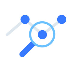 Flat Design Style Data analysis icon. infographic analytic graph report and Magnifier for financial analysis. Magnifying glass analyzing data. vector illustration design on white background EPS 10