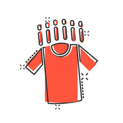 Tshirt icon in comic style. Casual clothes cartoon vector illustration on white isolated background. Polo wear splash effect business concept.
