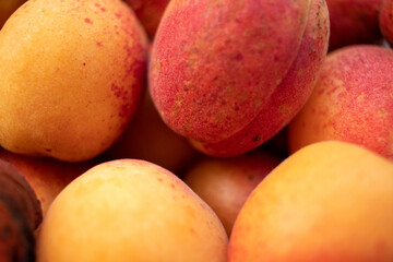 Background or texture Fresh natural apricot close-up.
