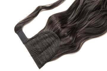 wrap round clip in wavy black synthetic ponytail hair extension