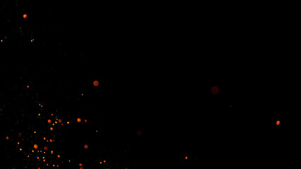 Sparks from the Fire Isolated on Black Background