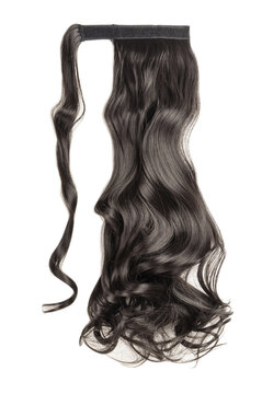 wrap round clip in wavy black synthetic ponytail hair extension