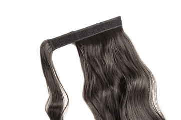 wrap round clip in wavy black synthetic ponytail hair extension