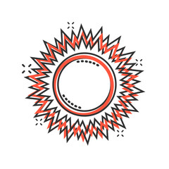 Sun icon in comic style. Sunlight cartoon sign vector illustration on white isolated background. Daylight splash effect business concept.