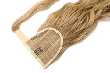 wrap round clip in wavy brown synthetic ponytail hair extension