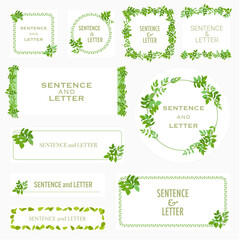 シンプルな新緑のベクターイラストフレームセット