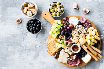 Assortment of tasty appetizers or antipasti