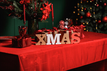 XMAS letters - Christmas writing with red gift boxes