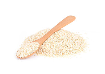 White sesame seeds isolated on a white background