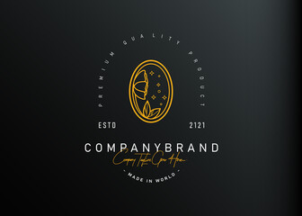 Beauty florist monoline logo design. Vector illustration of beauty flower line art design. Vintage logo design vector line icon template