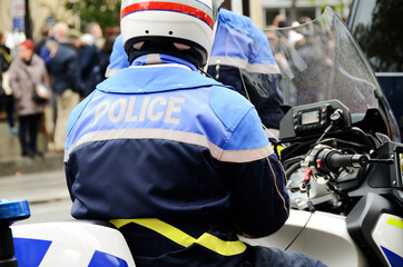 french policeman motorcyclist - 403994839