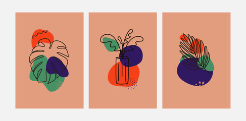 Botanical set illustration. wall art, print, cover. vintage.