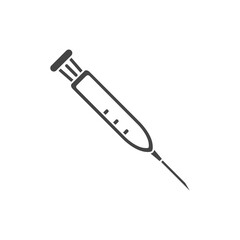 Medical syringe vector icon on  white isolated background.
