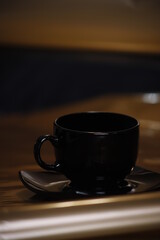 Filiżanka czarna herbata kawa napój - obrazy, fototapety, plakaty