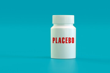 Plastic bottle for pills on a green background.