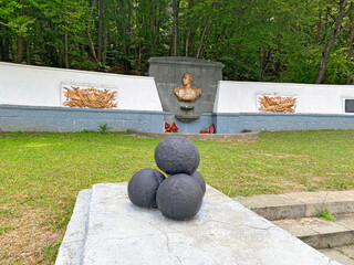 Alushta, Crimea - August, 2020: Kutuzovsky Fountain. Sungu-Su spring. 35th kilometer of the Simferopol-Alushta highway. 