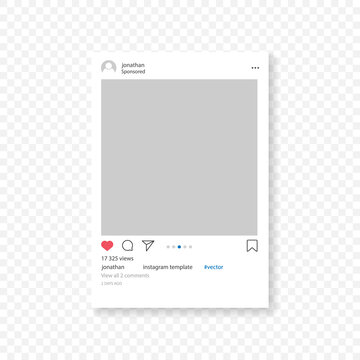 Instagram page. Interface instagram, isolated on transparent background. Vector illustration