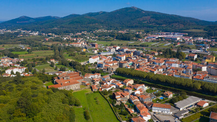 Fototapeta na wymiar aerial view of Padron city in A Coruña