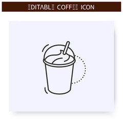 Coffee milkshake line icon.Type of coffee drink with blending milk and ice cream. Coffeehouse menu. Different caffeine drinks receipts concept. Isolated vector illustration. Editable stroke