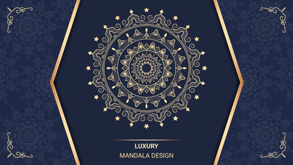 Luxury decorative golden mandala design with arabesque pattern. Geometric mandala background design for wedding invitation.