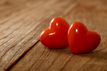 red heart on the vintage wooden table