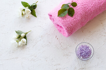 Obraz na płótnie Canvas Women products for spa on a white background.